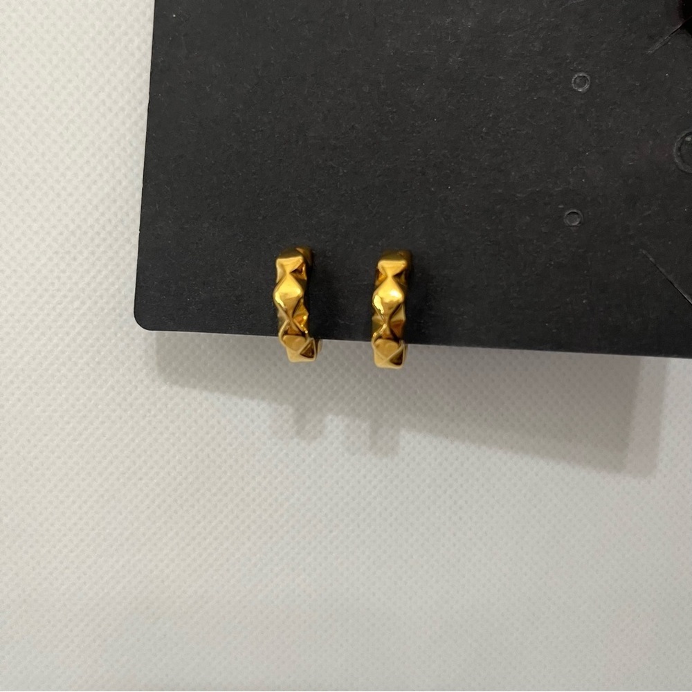 Vintage Monet Gold Tone Mini Hoops Clip On Earrings